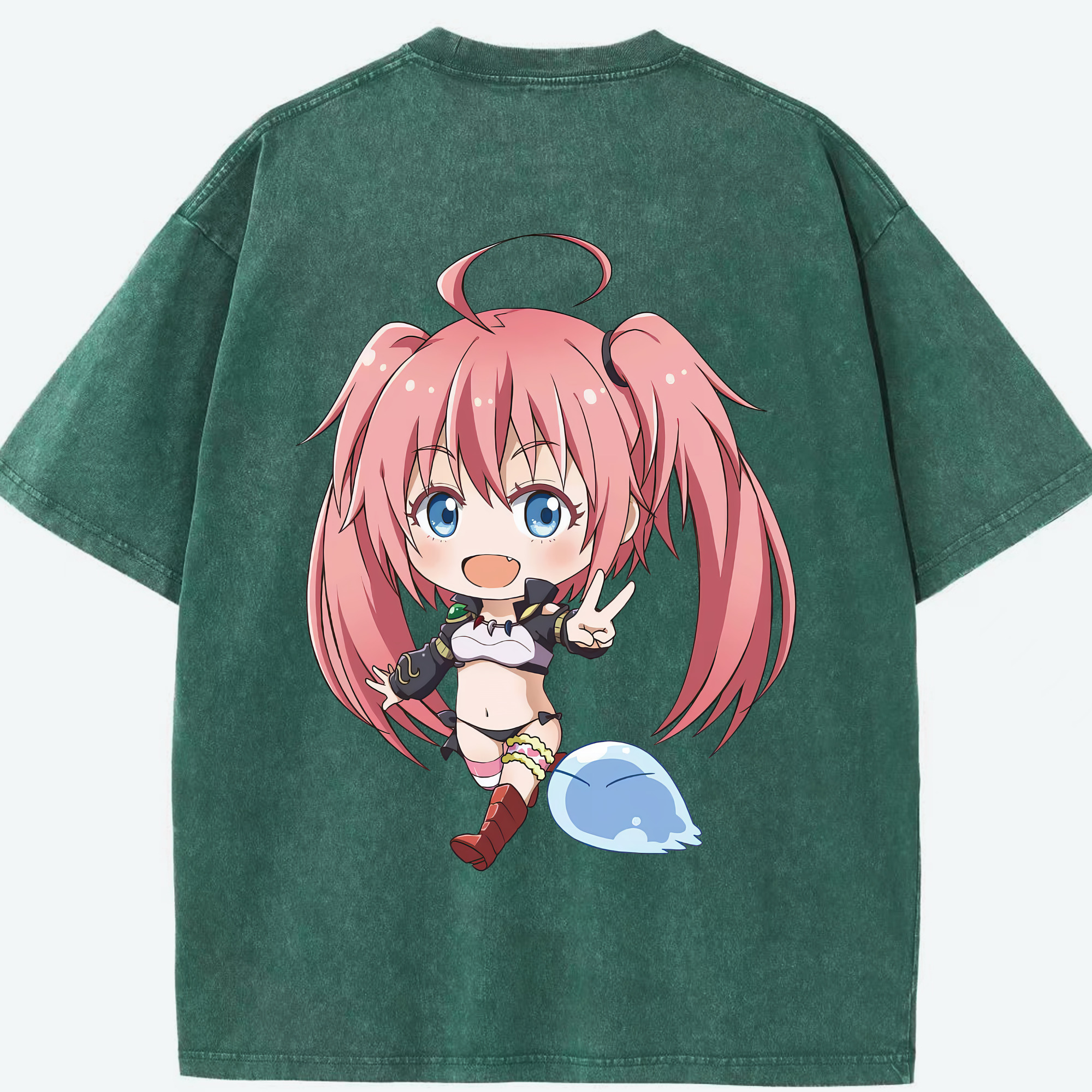 （画像用） 転スラ Regarding Reincarnated to Slime 綿100% ヴィンテージ風 半袖Tシャツ（背面プリント）